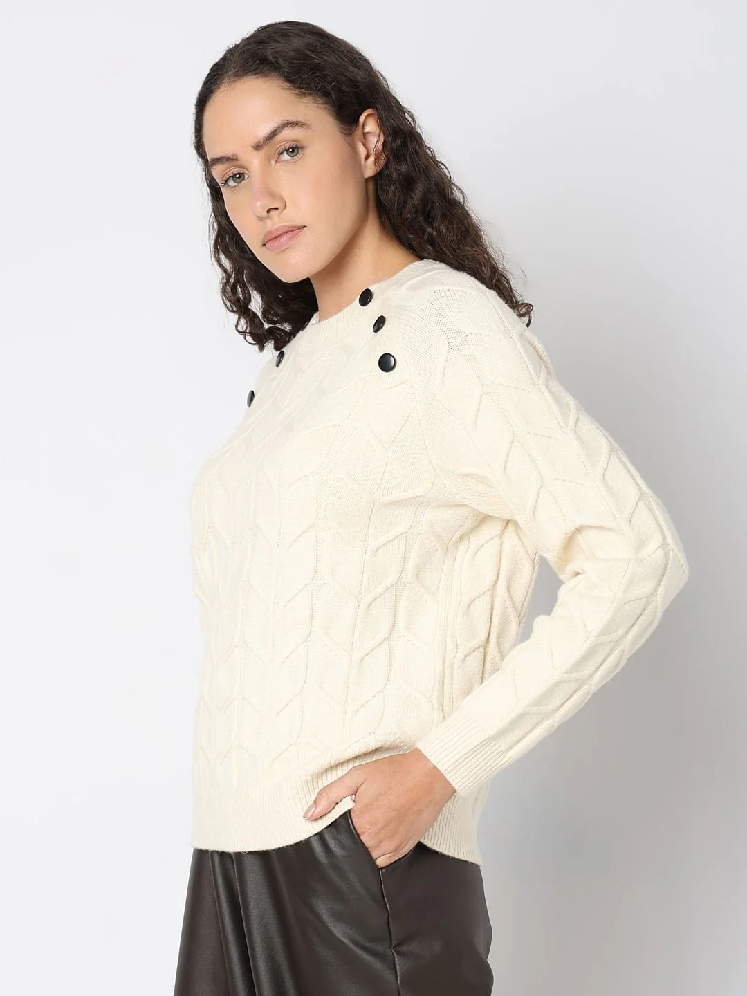 Ecru Raglan Knitted Pullover - Image 3