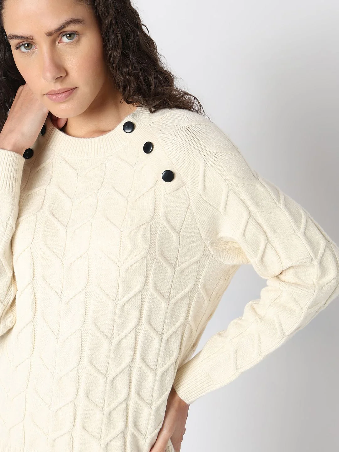 Ecru Raglan Knitted Pullover - Image 6