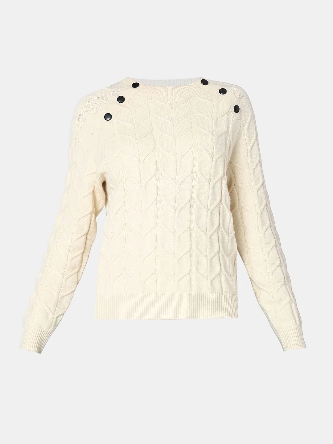 Ecru Raglan Knitted Pullover - Image 7