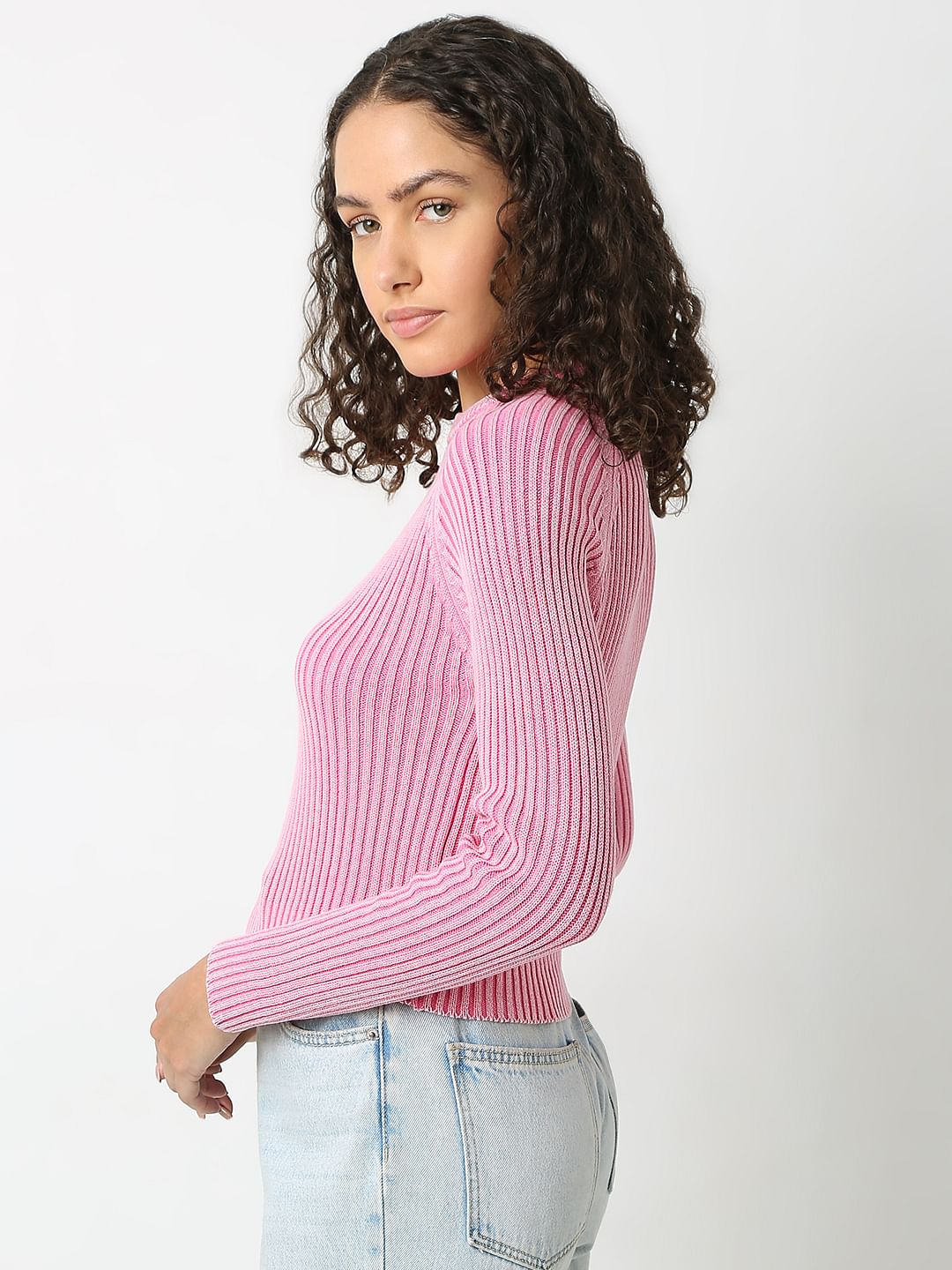 Pink O-Neck Pullover - Image 3