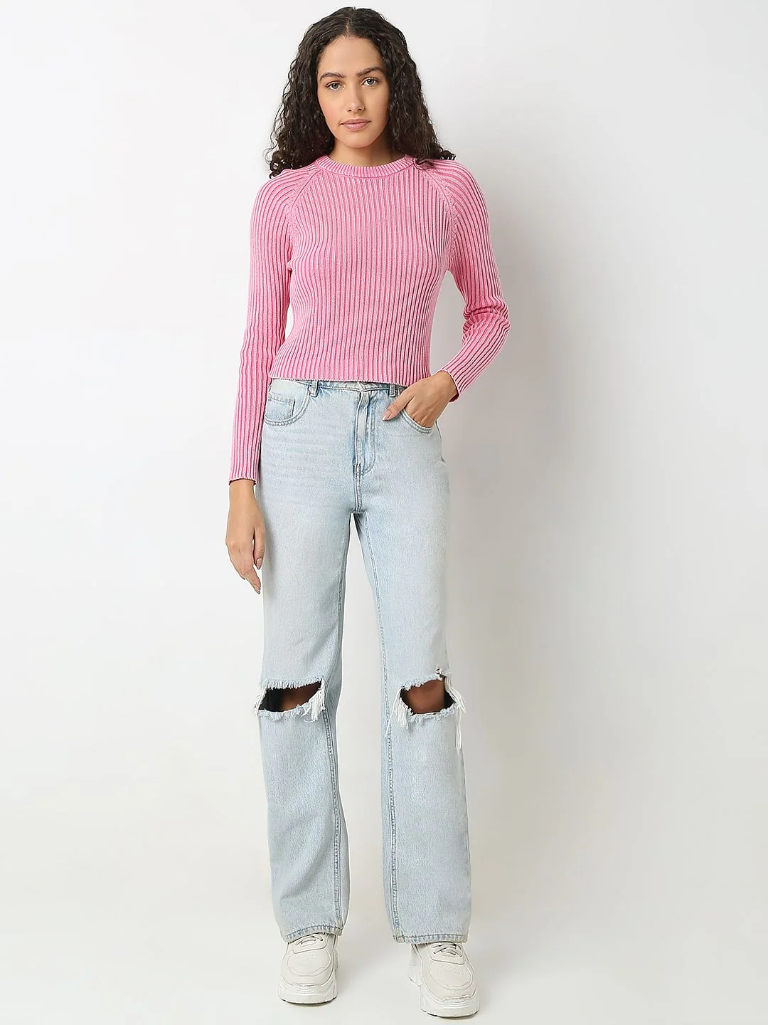Pink O-Neck Pullover - Image 5