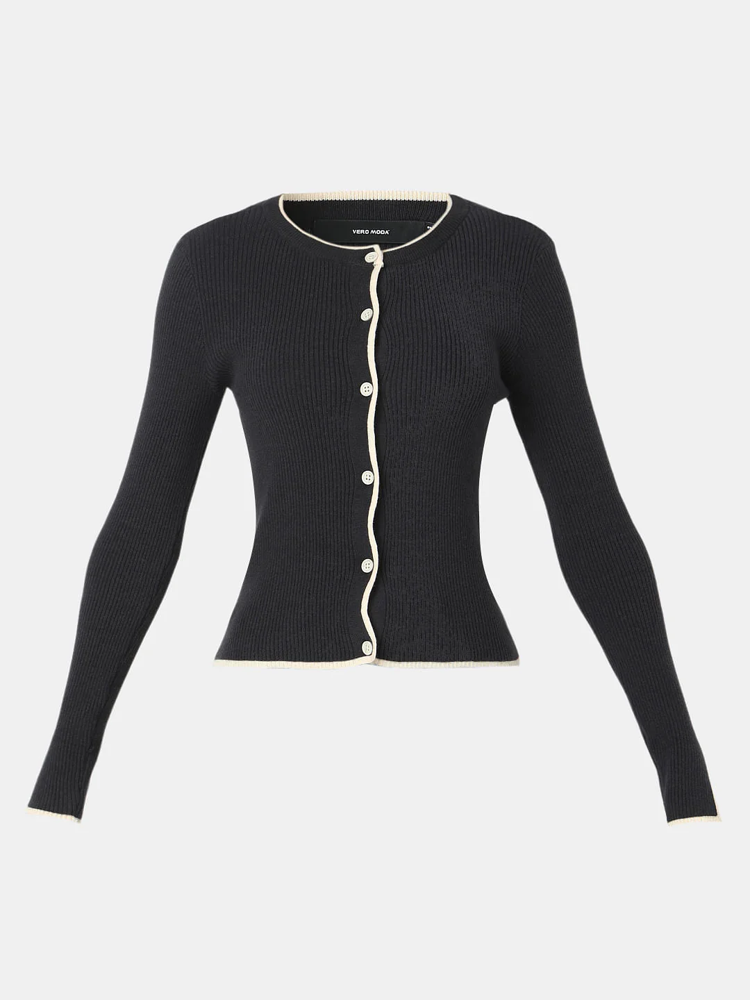 Black O-Neck Buttoned Cardigan - Image 7