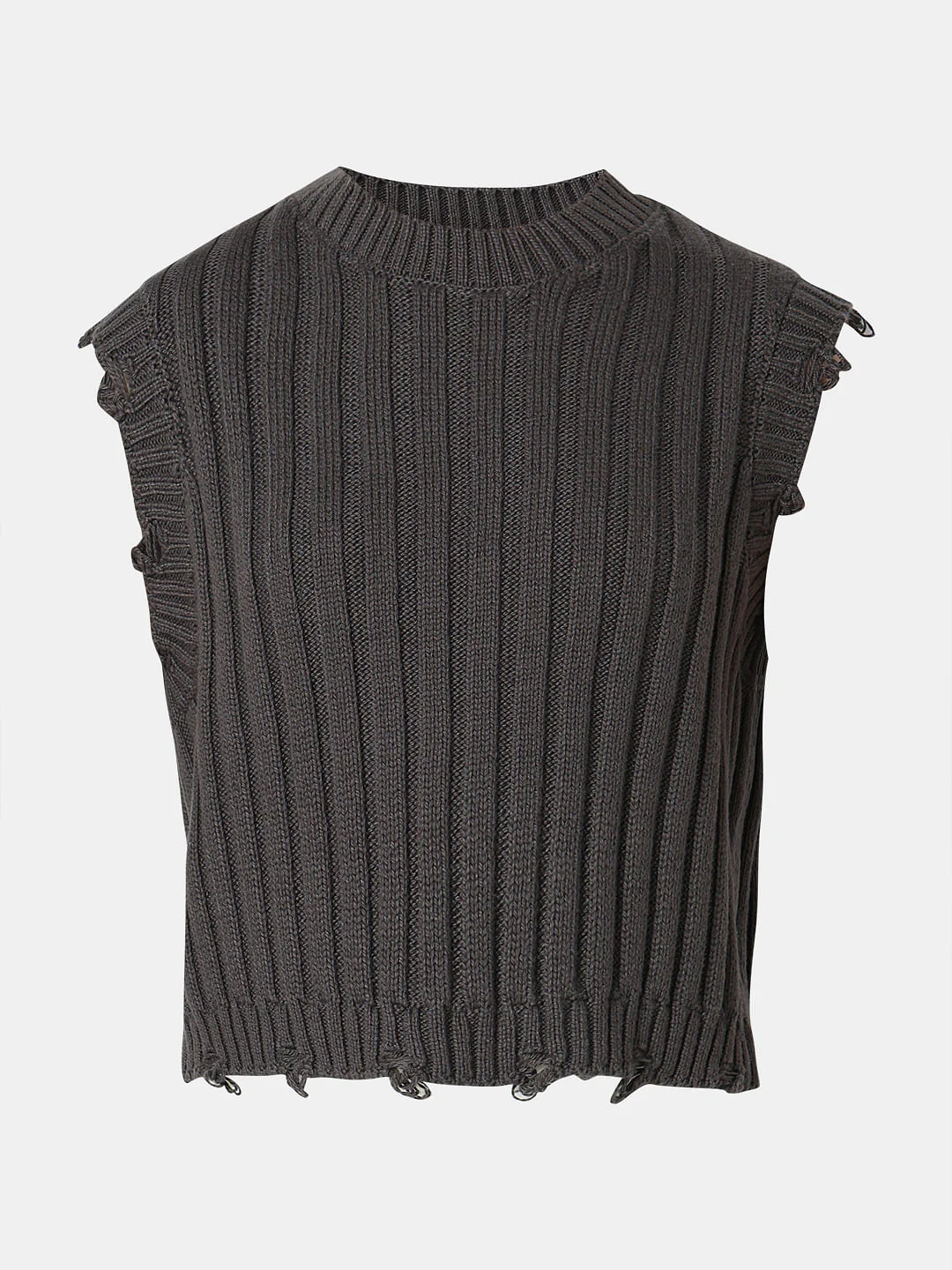 Dark Grey Self Textured Knitted Top - Image 7