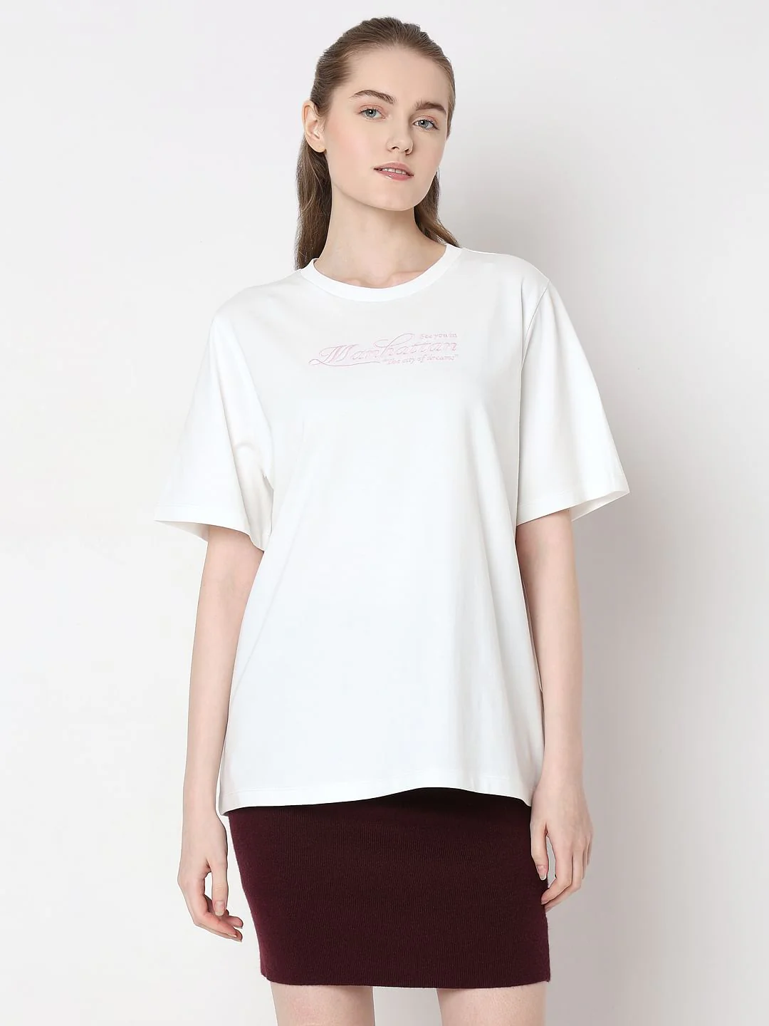 White Text Print Organic Cotton T-Shirt - Image 2