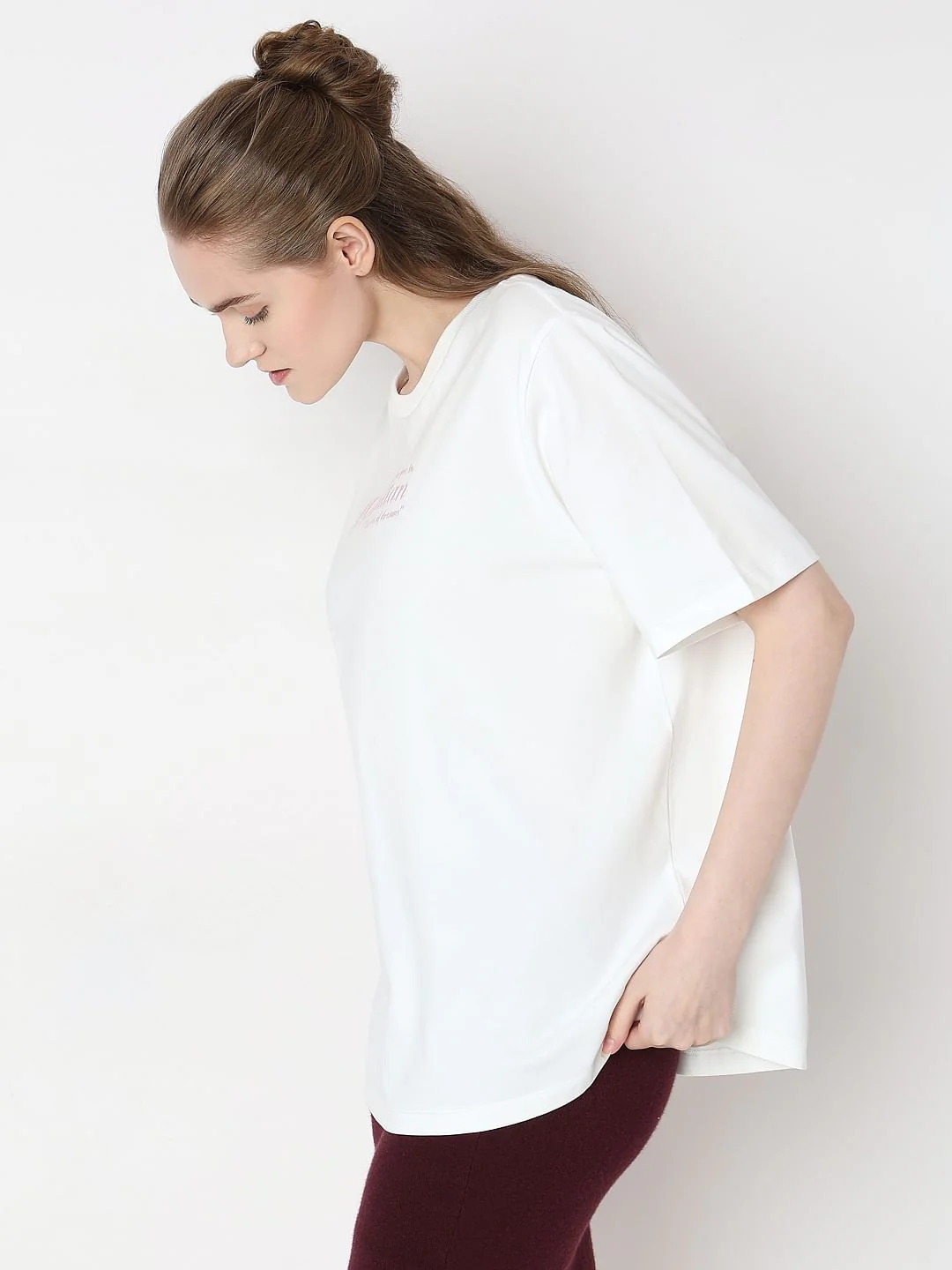 White Text Print Organic Cotton T-Shirt - Image 3