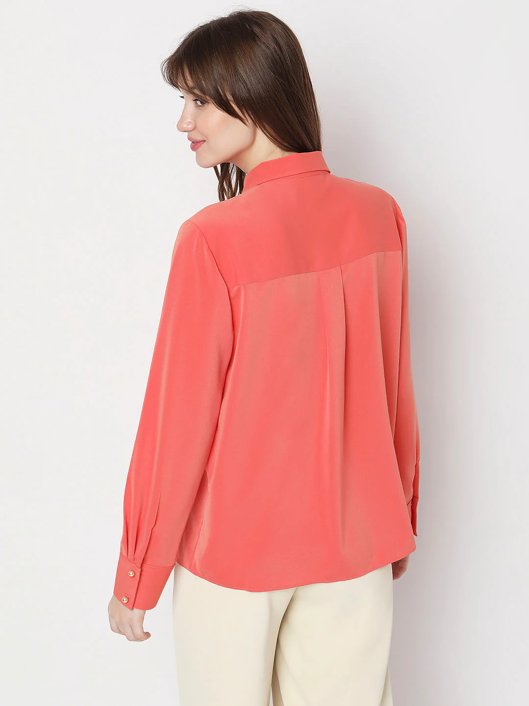 Orange Ruffle Detail Shirt - Image 4