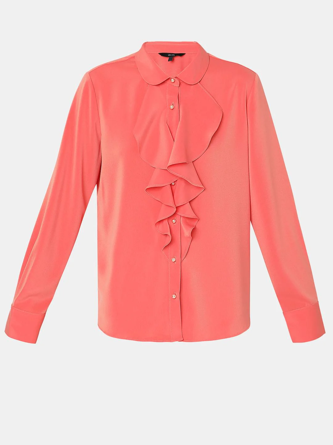 Orange Ruffle Detail Shirt - Image 7