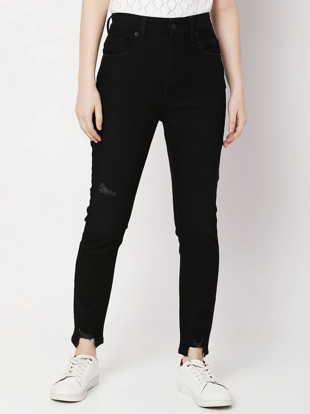 Black High Rise Distressed Wendy Skinny Jeans - Image 2