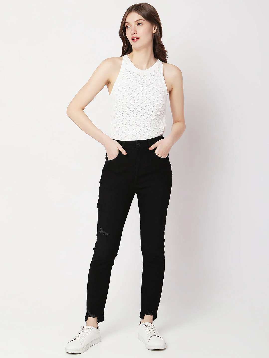 Black High Rise Distressed Wendy Skinny Jeans - Image 6