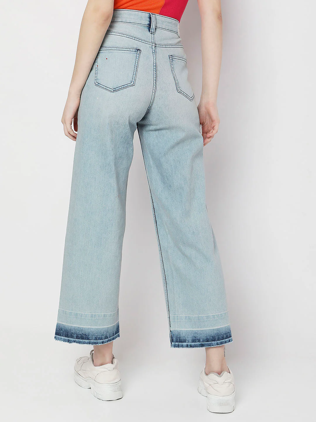 Blue High Rise Washed Jade Straight Fit Jeans - Image 4