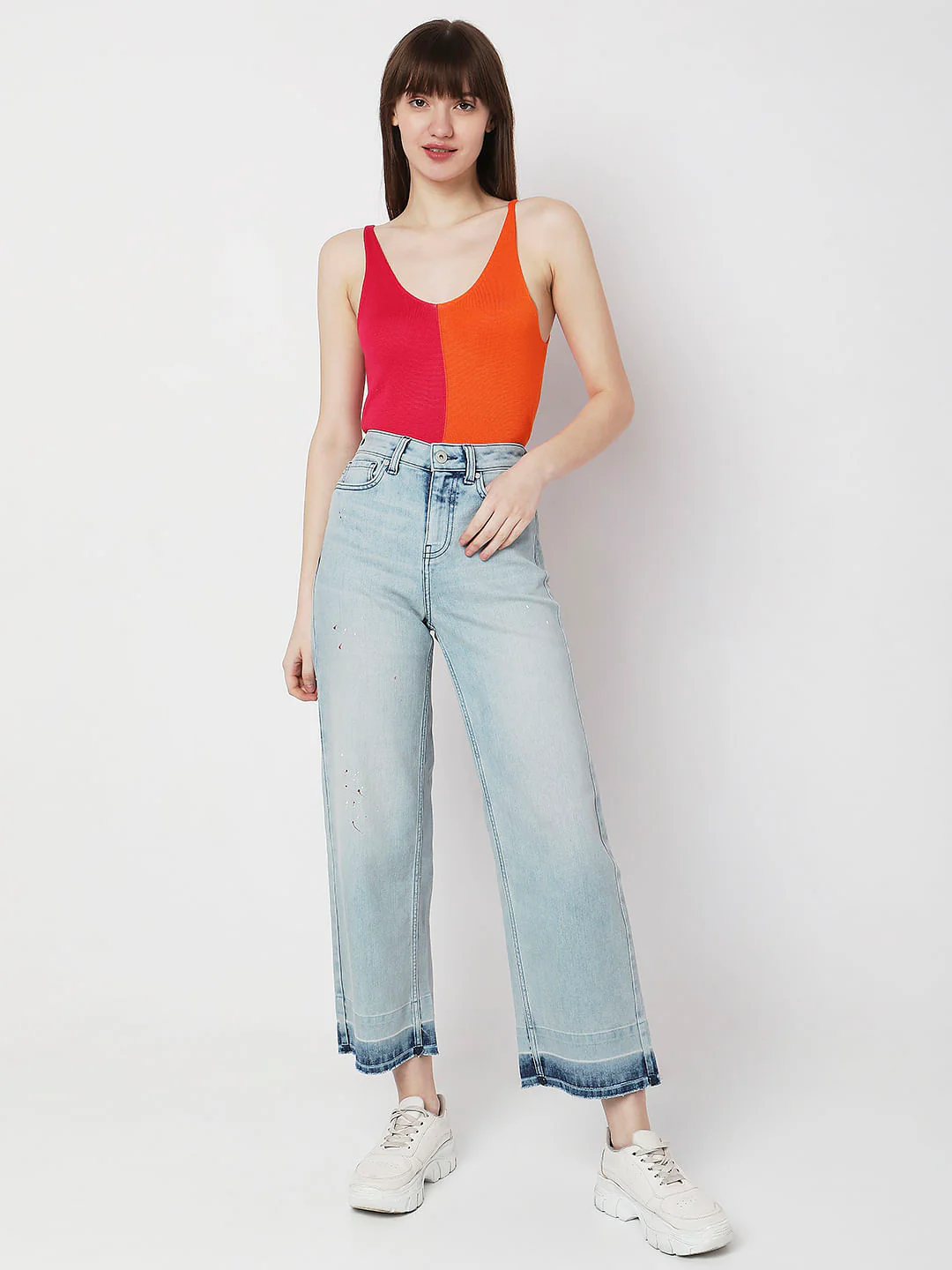 Blue High Rise Washed Jade Straight Fit Jeans - Image 6