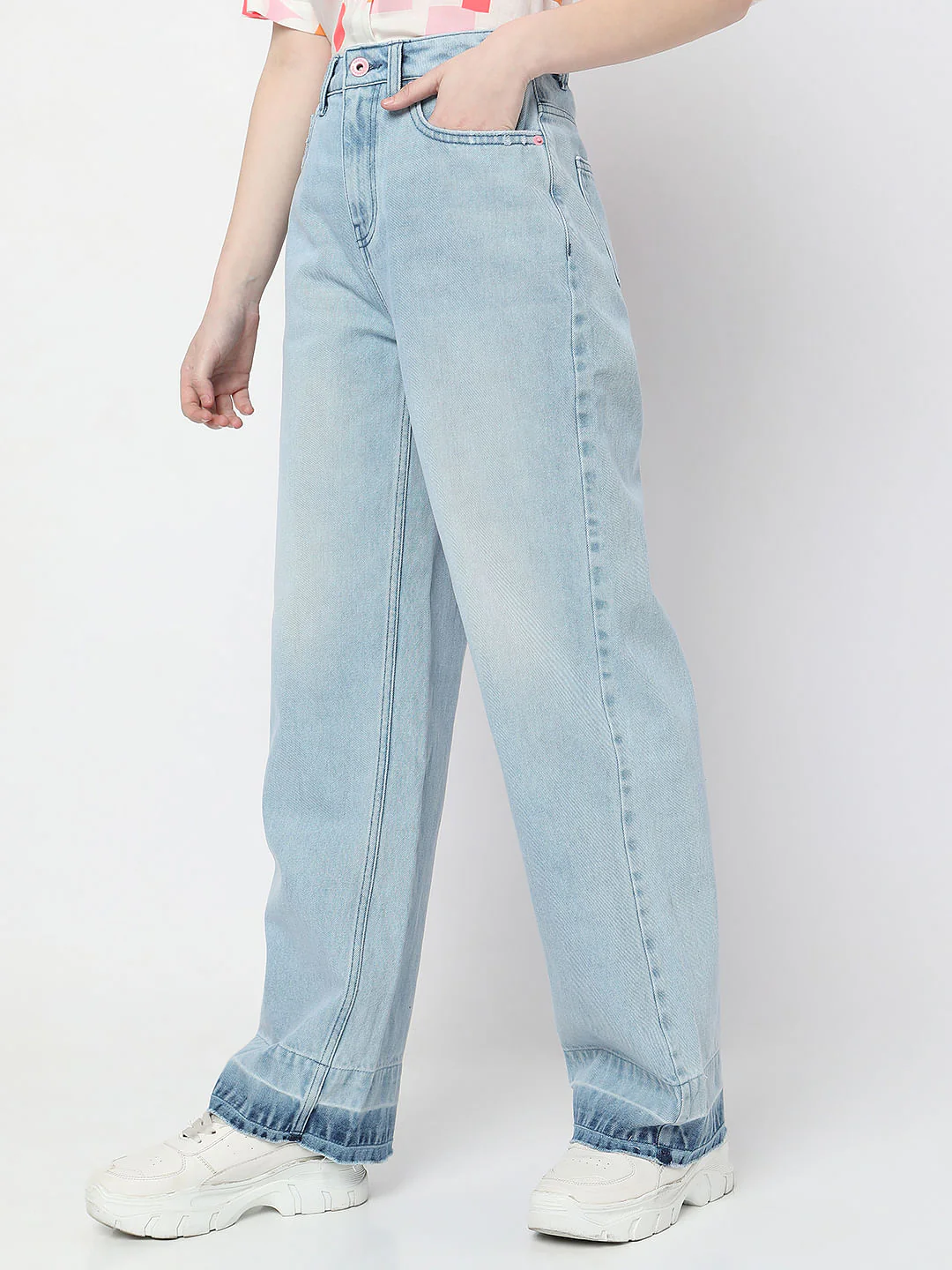 Blue High Rise Jade Straight Fit Jeans - Image 3