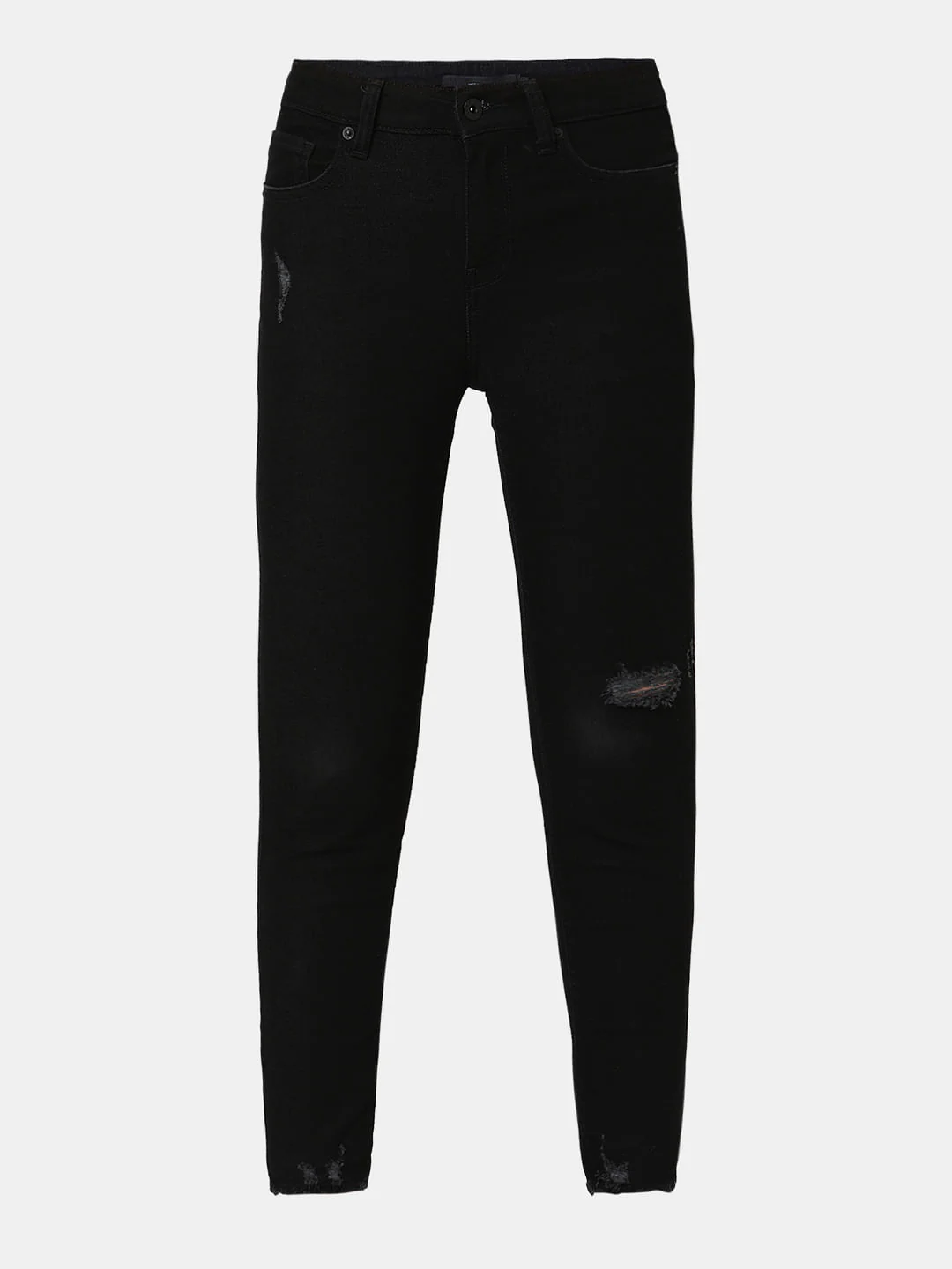 Black High Rise Distressed Jade Straight Fit Jeans - Image 7