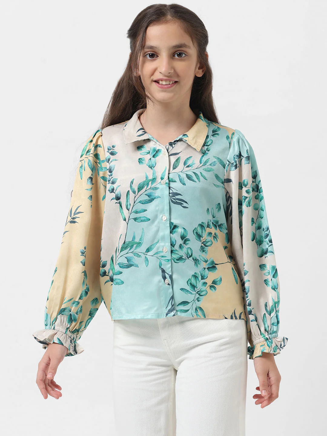 Girl Yellow Colourblocked Shirt - Image 2