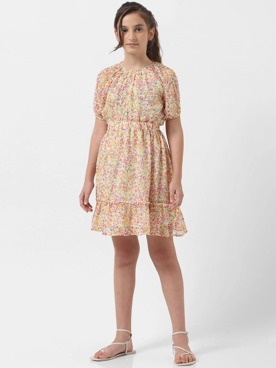 Girl Off-White Floral Fit & Flare Dress - Image 2
