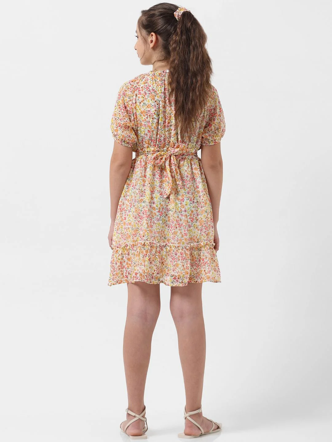 Girl Off-White Floral Fit & Flare Dress - Image 3