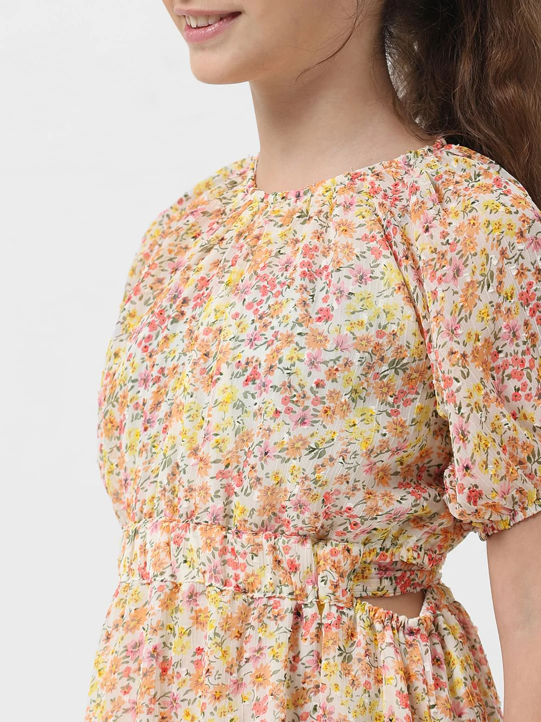 Girl Off-White Floral Fit & Flare Dress - Image 4