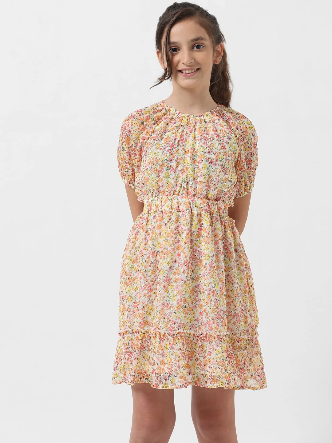 Girl Off-White Floral Fit & Flare Dress - Image 5