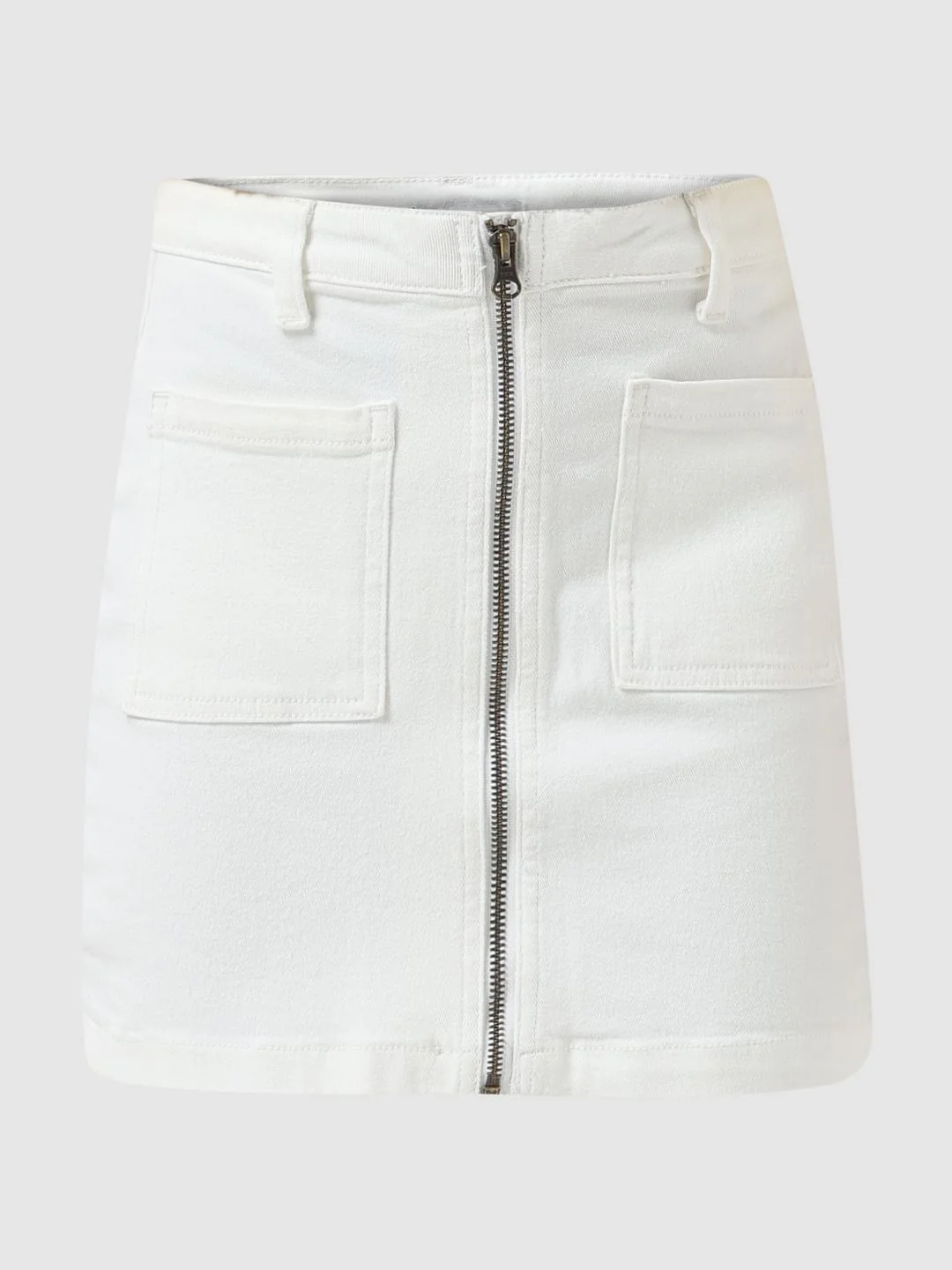 Girl White Mid Rise Washed Denim Skirt - Image 5
