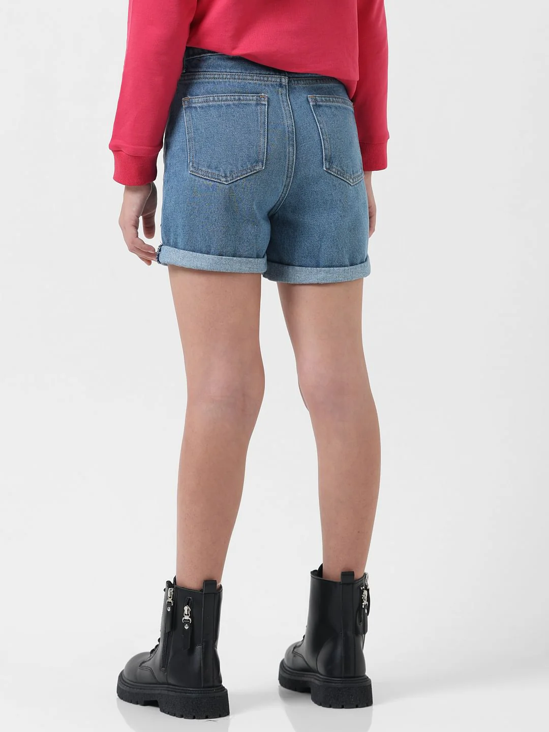 Girl Blue Mid Rise Denim Shorts - Image 3