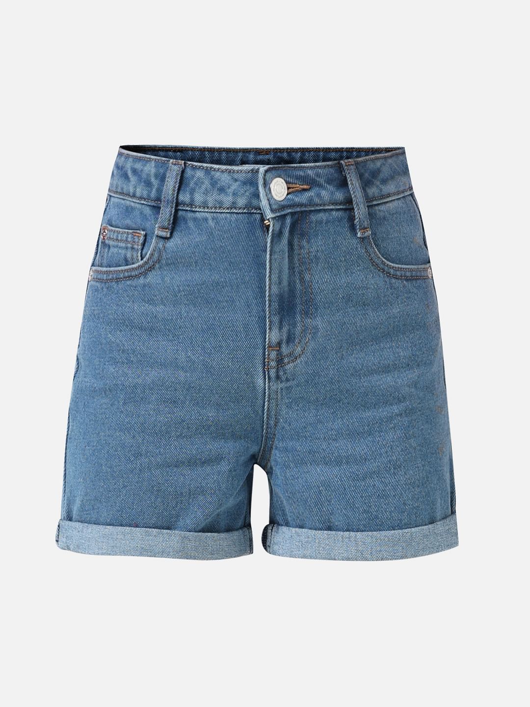 Girl Blue Mid Rise Denim Shorts - Image 5