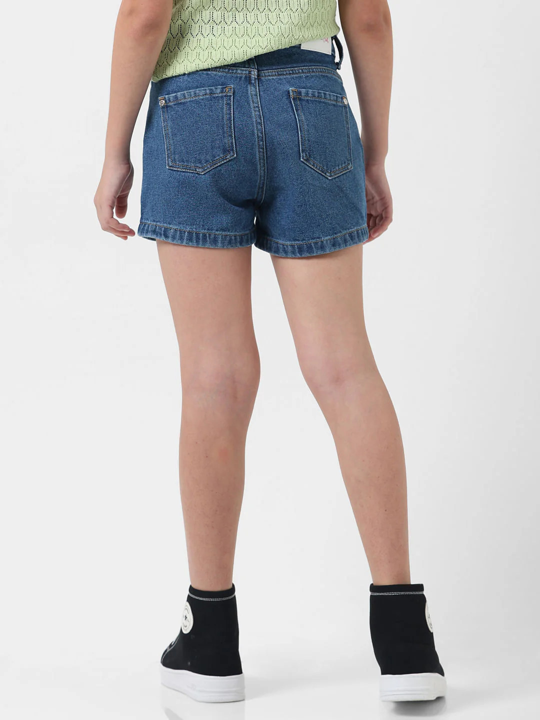 Girl Blue Mid Rise Denim Shorts - Image 3