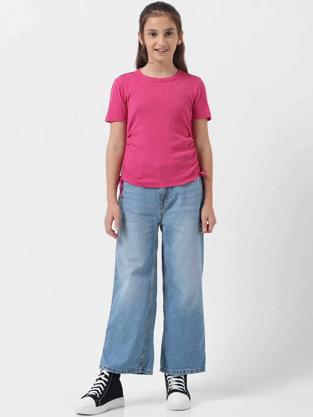 Girl Fuchsia Ribbed Top - Image 5