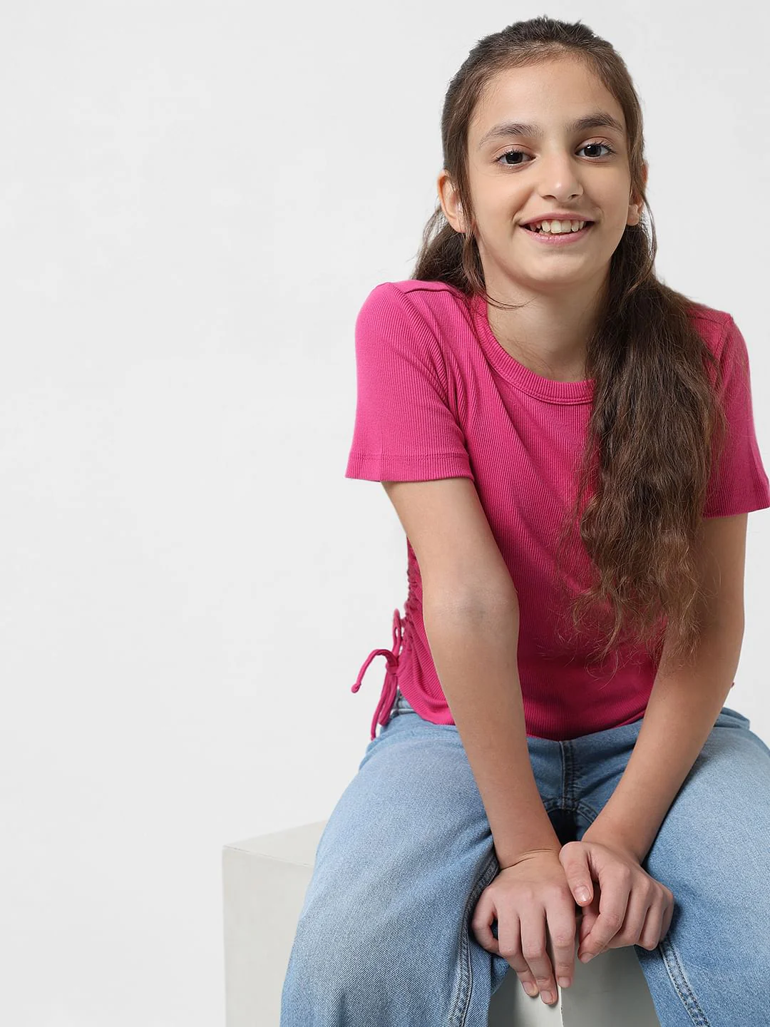 Girl Fuchsia Ribbed Top - Image 6