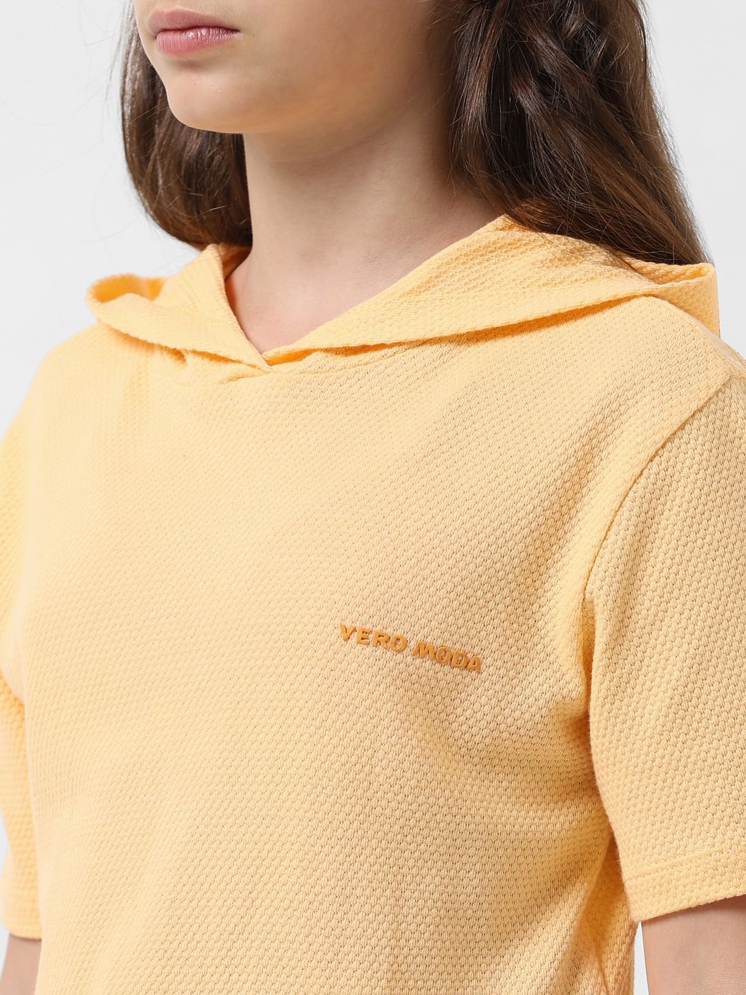 Girl Orange Textured Hooded Top - Image 4