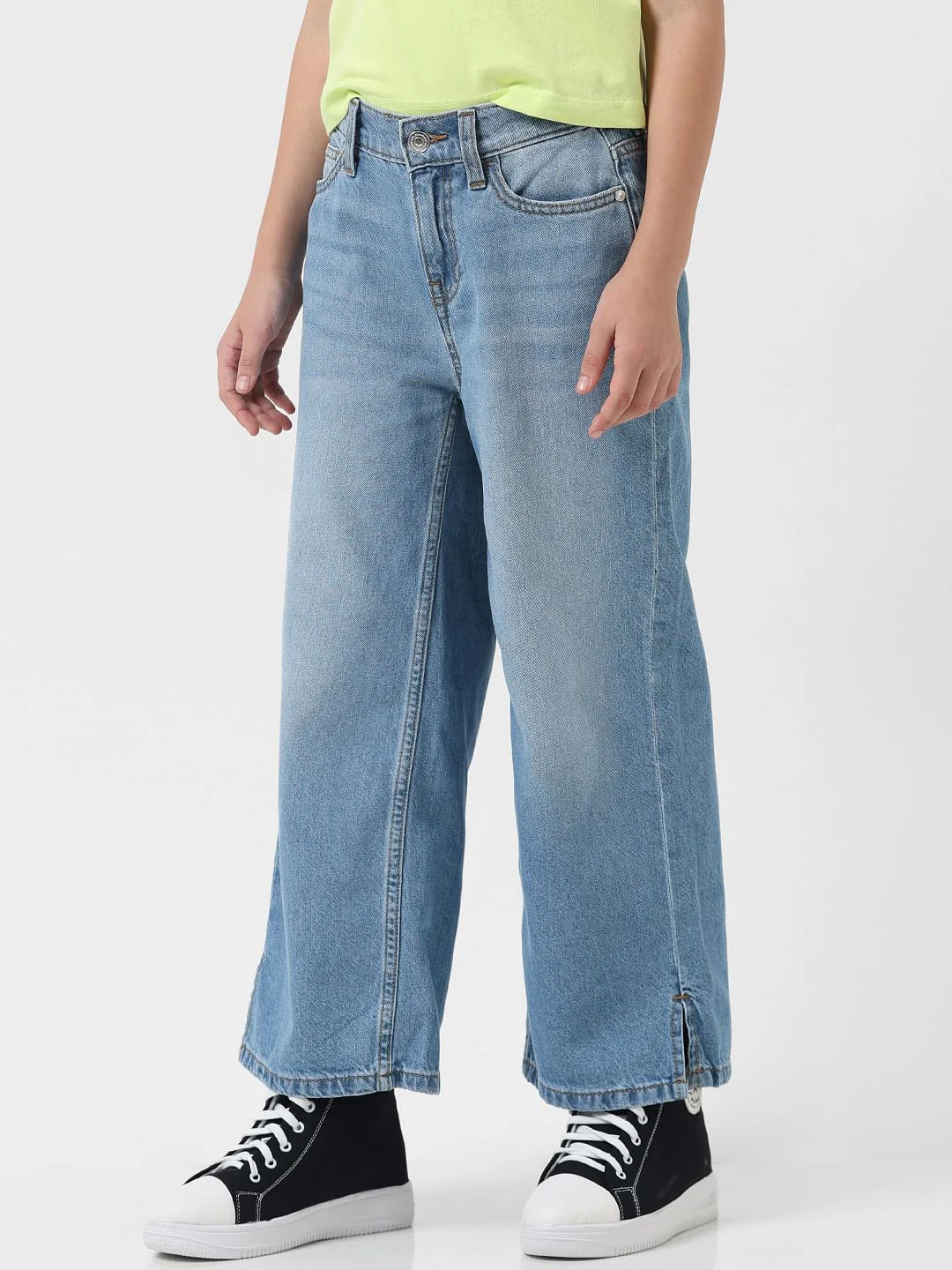 Girl Blue High Rise Wide Leg Jeans - Image 2