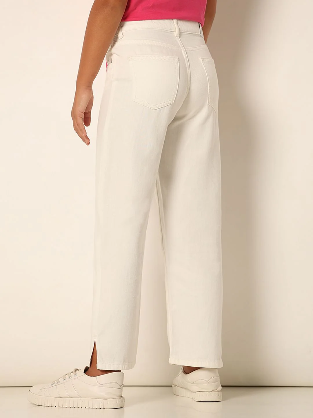 Girls White Wide Leg Jeans - Image 3