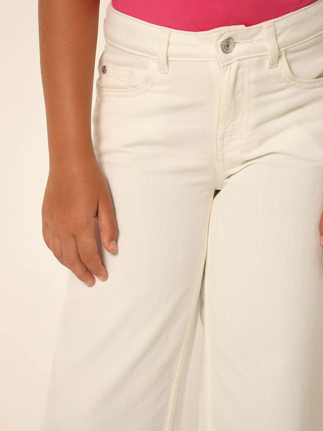 Girls White Wide Leg Jeans - Image 4