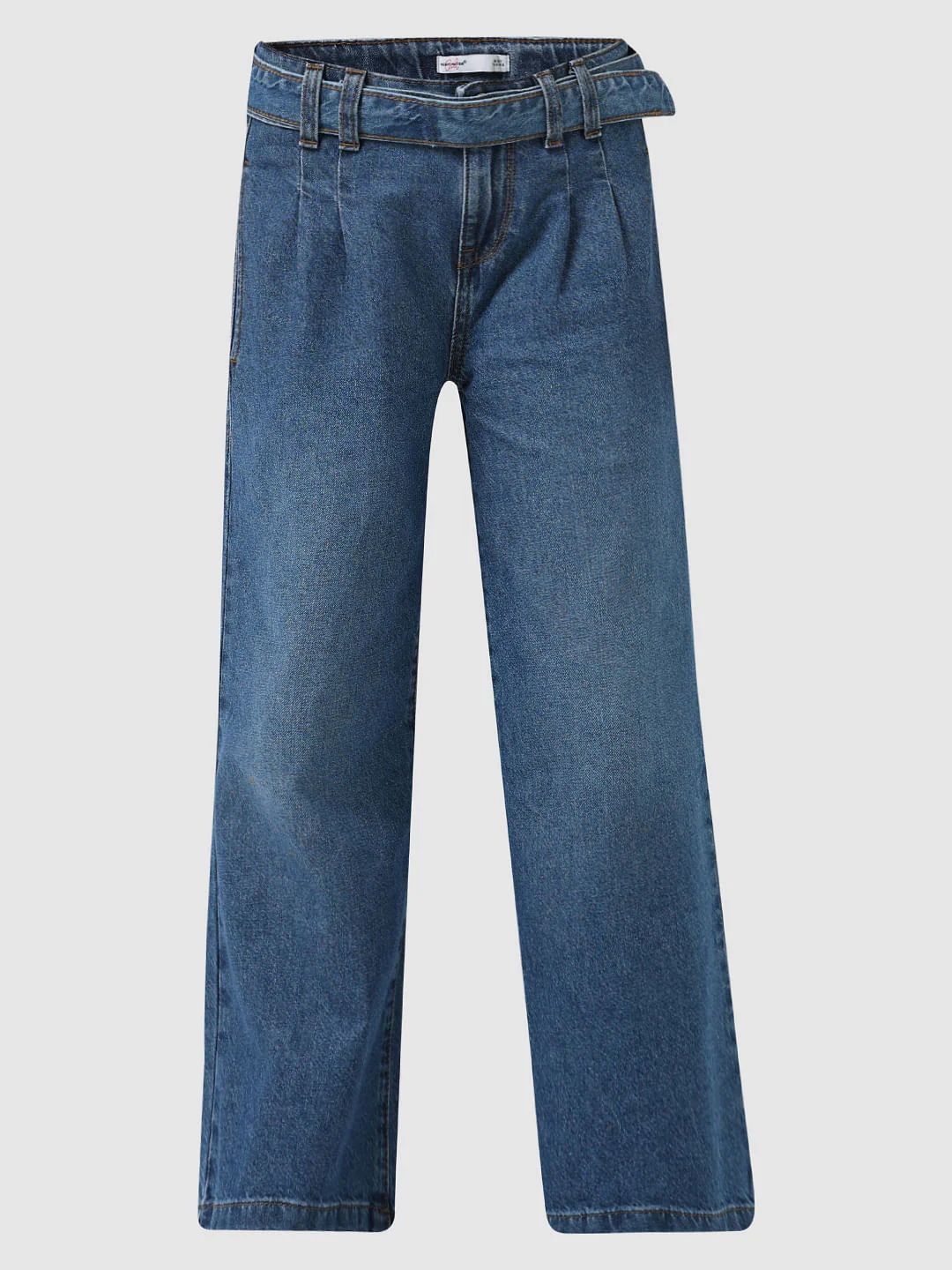 Girl Dark Blue High Rise Wide Leg Jeans - Image 5