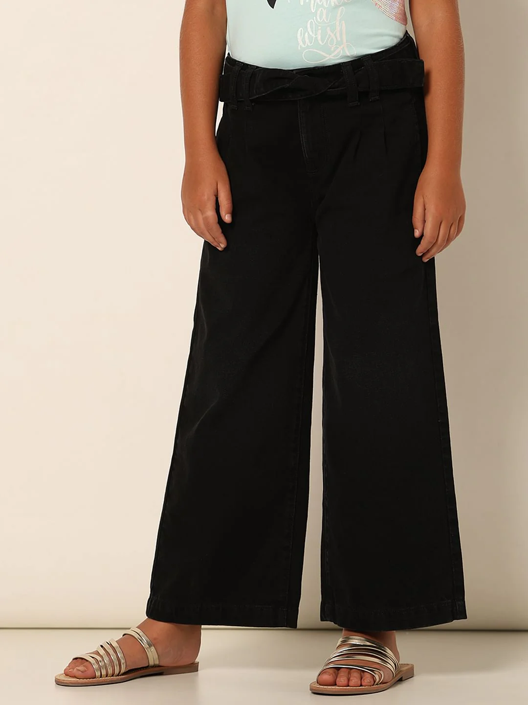 Girls Black Wide Leg Jeans - Image 2