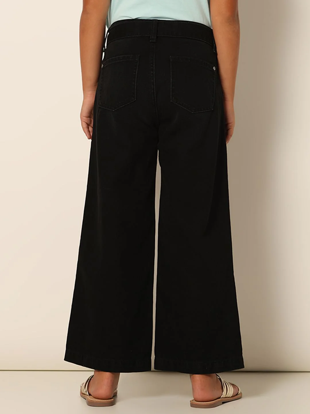 Girls Black Wide Leg Jeans - Image 3