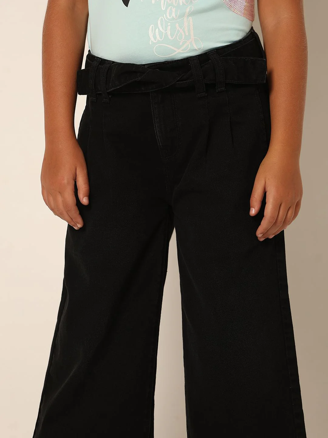 Girls Black Wide Leg Jeans - Image 4