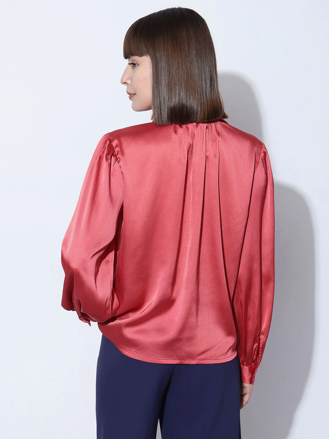 Pink Satin Full Sleeves Shirt - Image 4