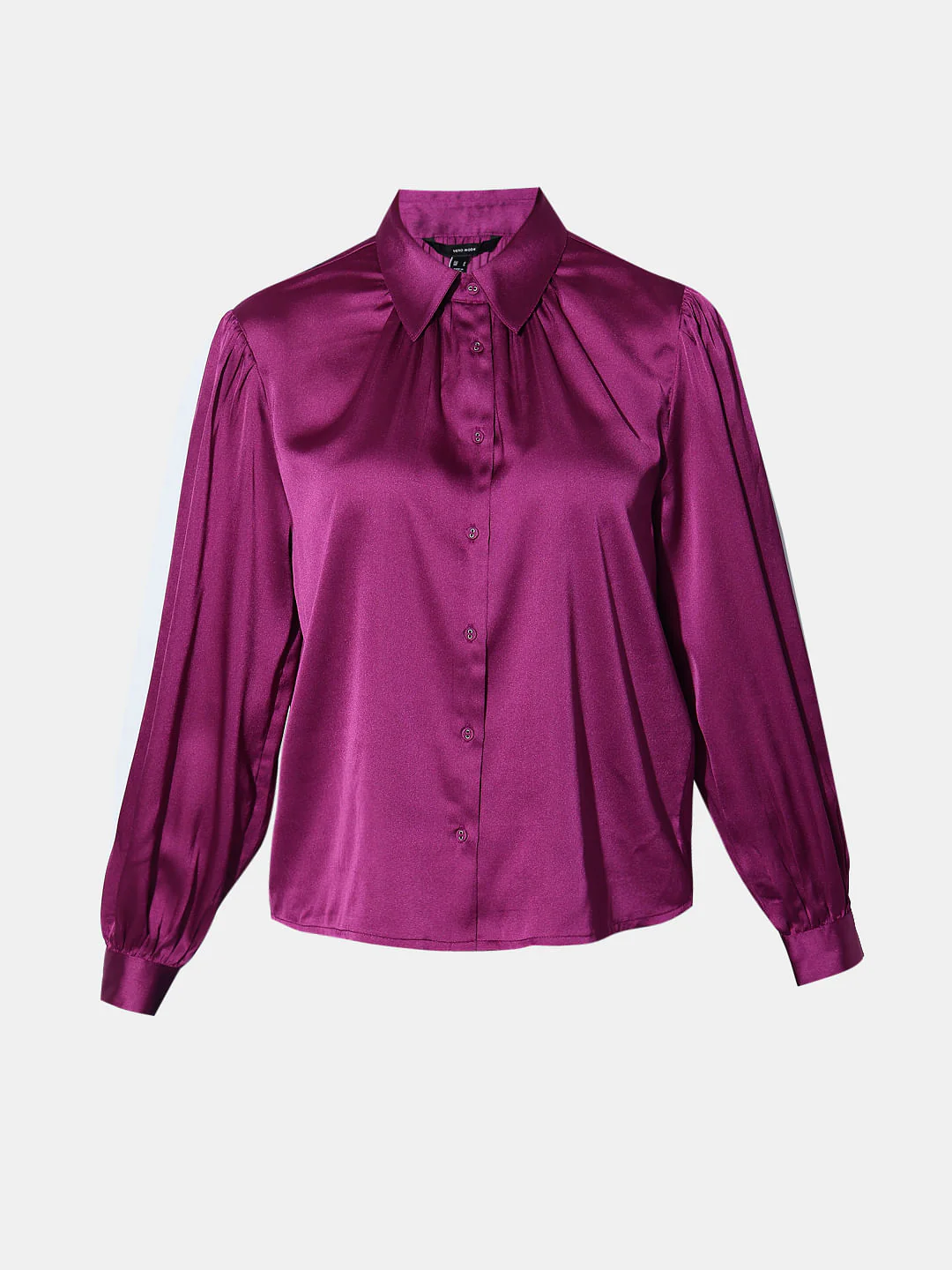 Magenta-Purple Satin Shirt - Image 7