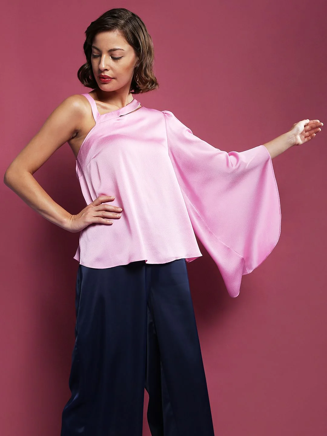 Marquee Pink One Shoulder Top - Image 2