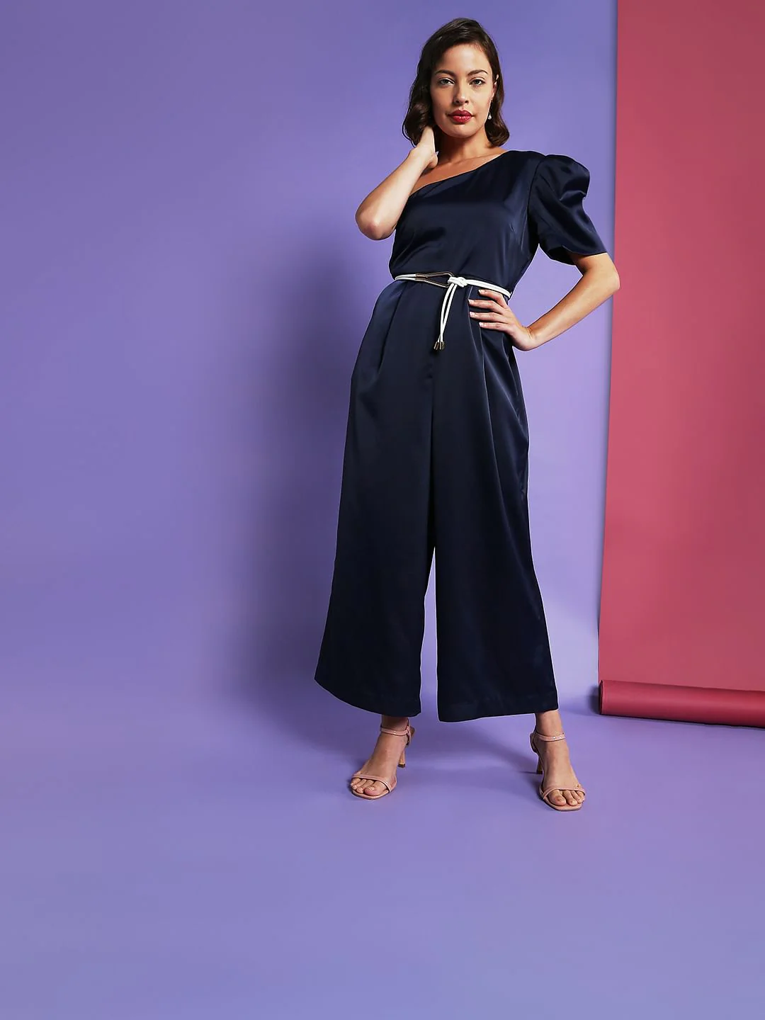 Marquee Blue One Shoulder Jumpsuit - Image 2