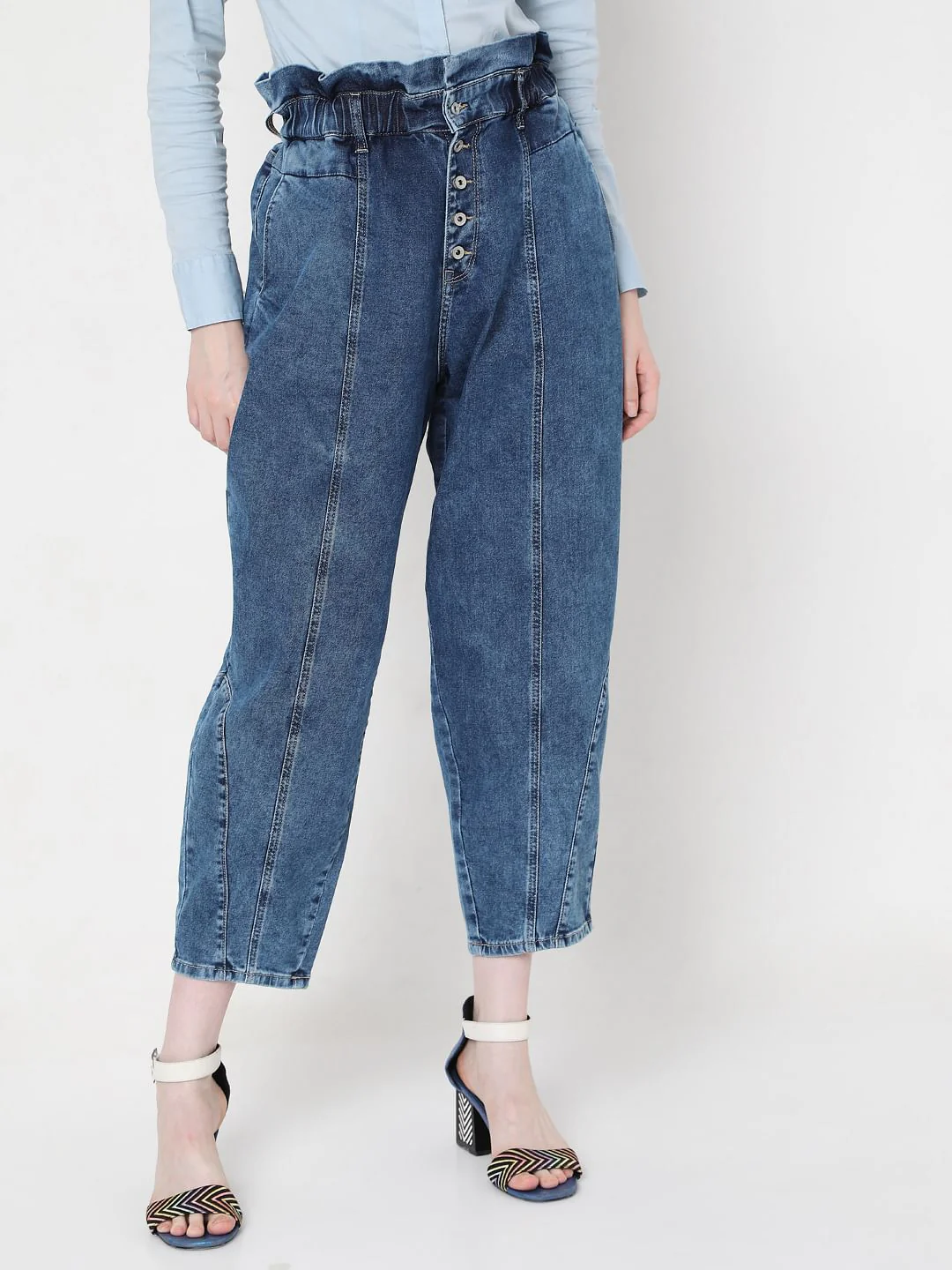 Blue High Rise Mom Jeans - Image 2