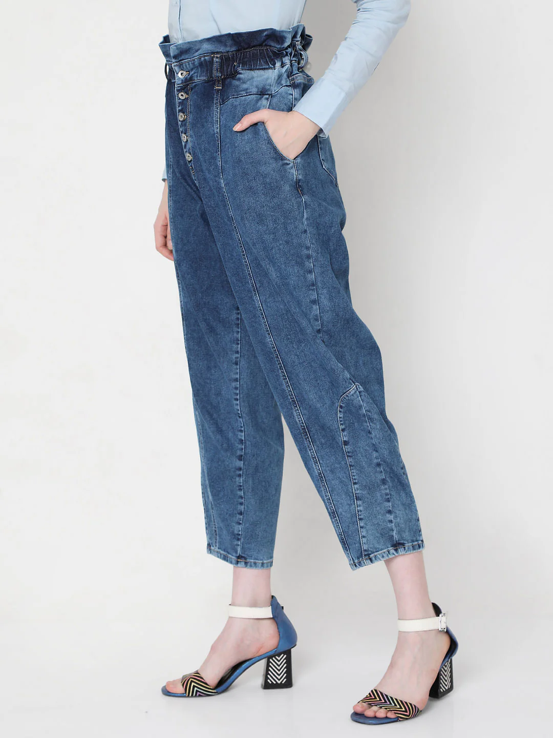 Blue High Rise Mom Jeans - Image 3