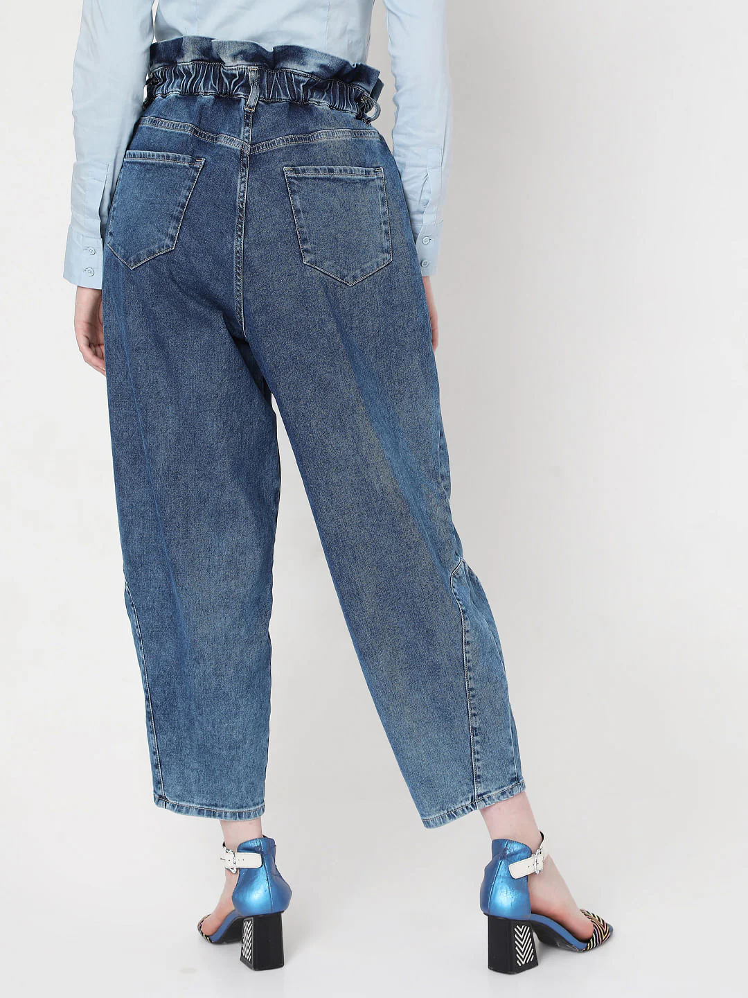 Blue High Rise Mom Jeans - Image 4