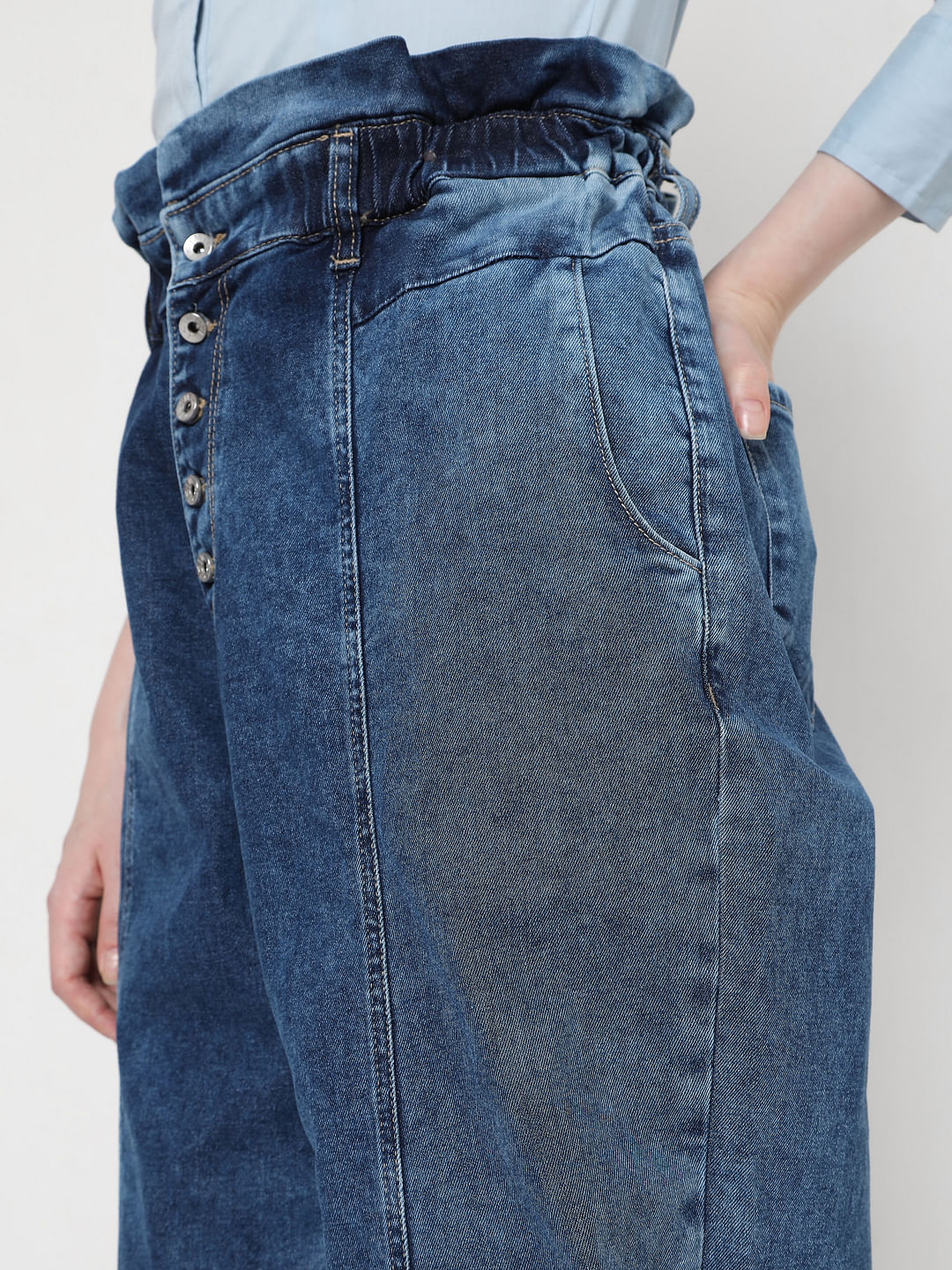 Blue High Rise Mom Jeans - Image 5