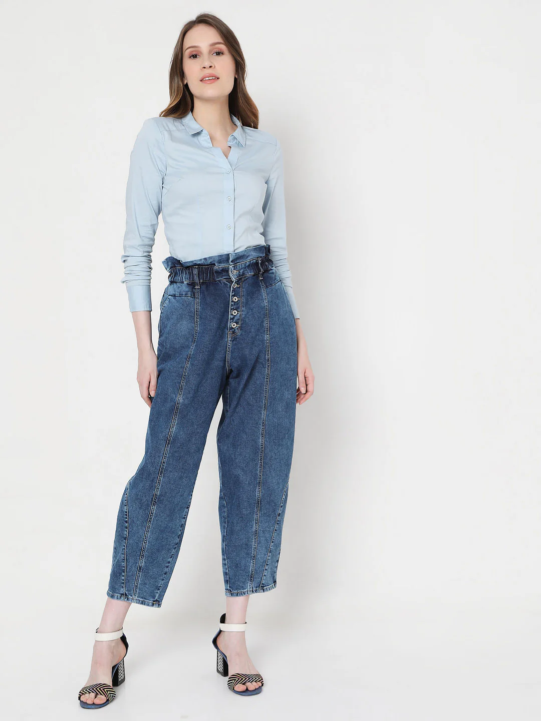 Blue High Rise Mom Jeans - Image 6