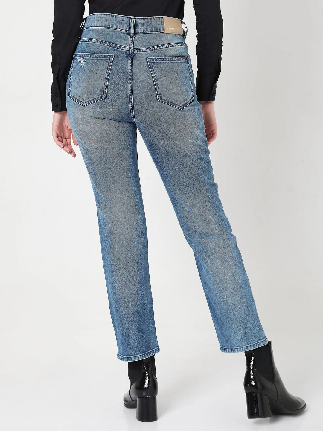 Blue High Rise Jade Straight Fit Jeans - Image 4