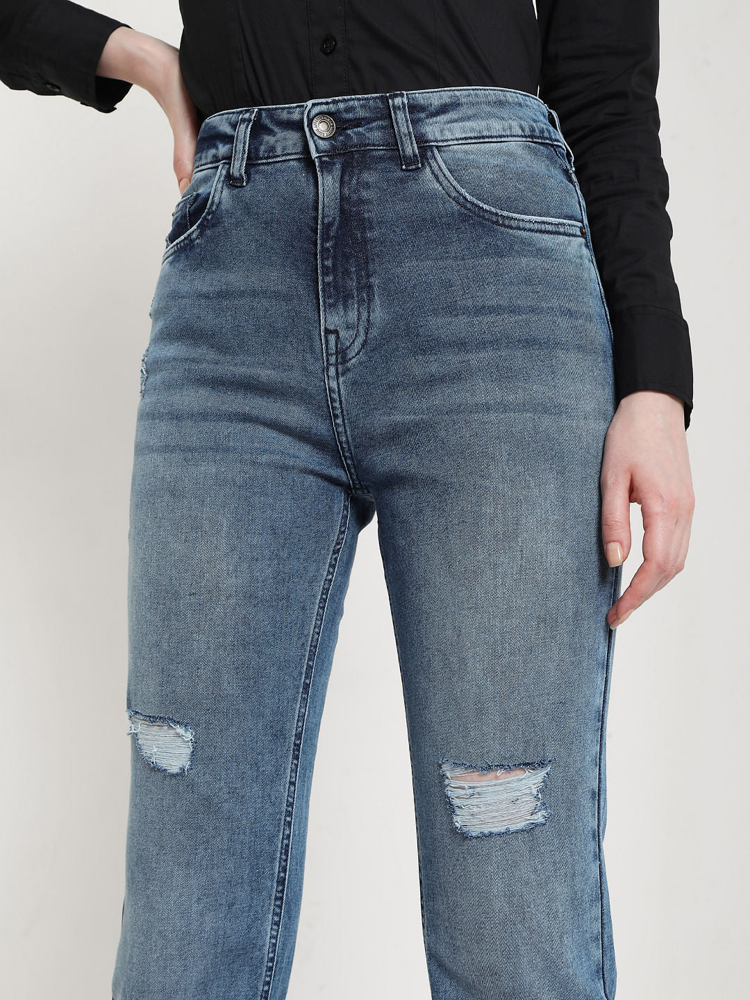 Blue High Rise Jade Straight Fit Jeans - Image 5