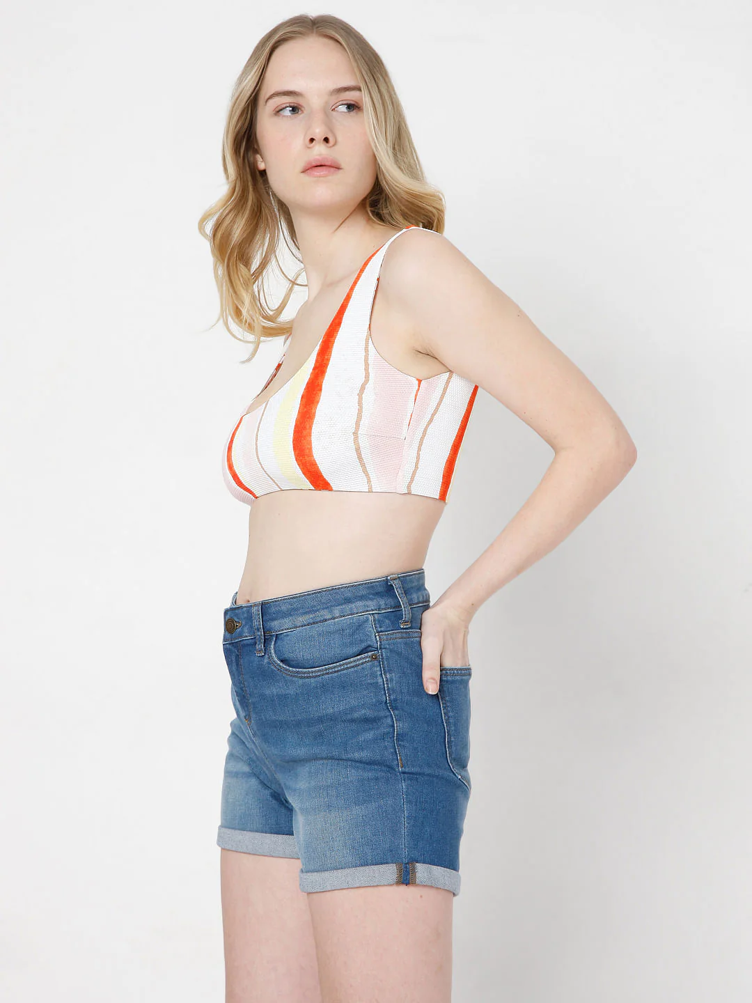 White Striped Swim Top - Image 3