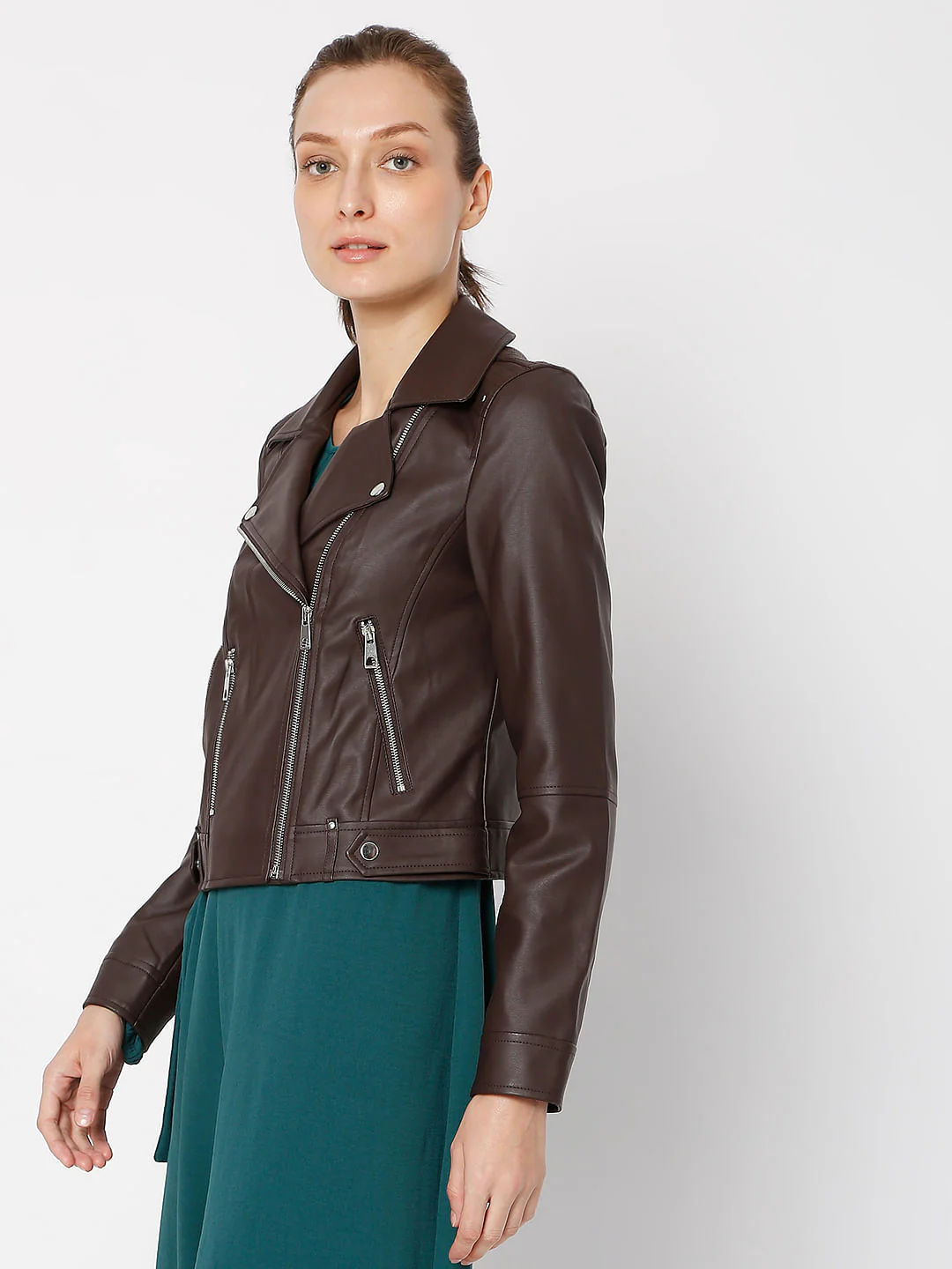 Dark Brown Biker Jacket - Image 3