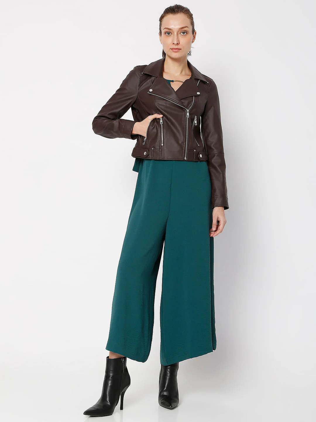 Dark Brown Biker Jacket - Image 5